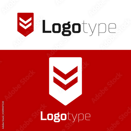 Red Chevron icon isolated on white background. Military badge sign. Logo design template element. Vector Illustration