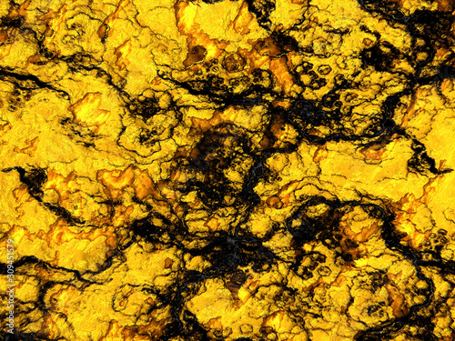 Background of raw gold rock with black veins