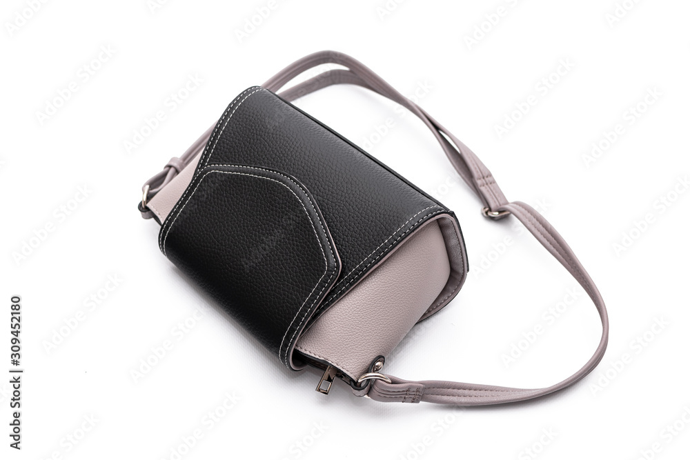 Luxury fashion women leather black handbag isolated on a white background. Luxury fashion women leather black handbag isolated on a white background.