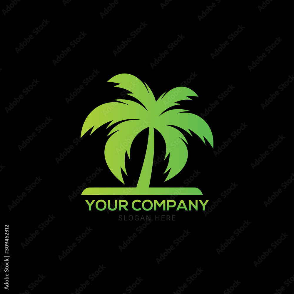 Obraz premium green palm tree, tree logo design