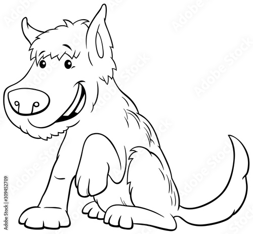 cartoon shaggy dog animal character color book page