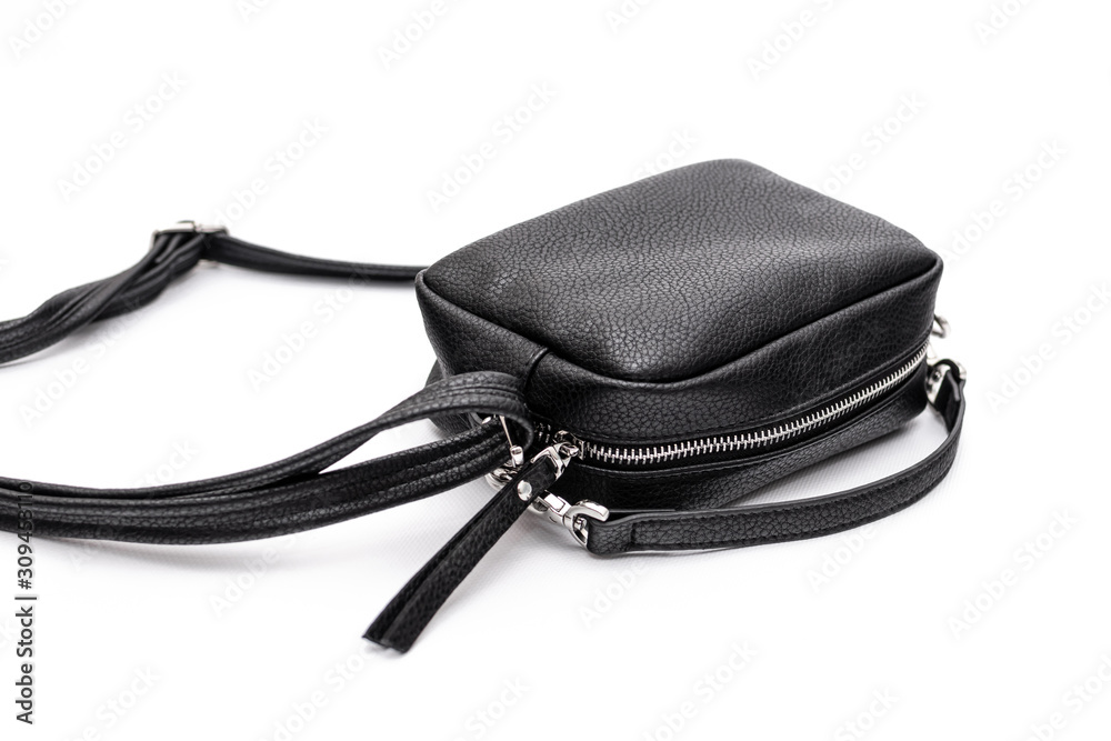 Luxury fashion women leather black handbag isolated on a white background. Luxury fashion women leather black handbag isolated on a white background.