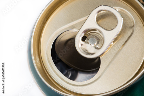 Metal can of beer, Open aluminum beverage can close-up