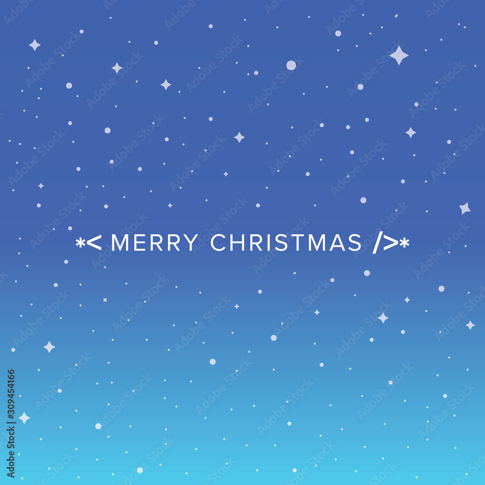 Christmas card design inspired by programming languages, coding, HTML.