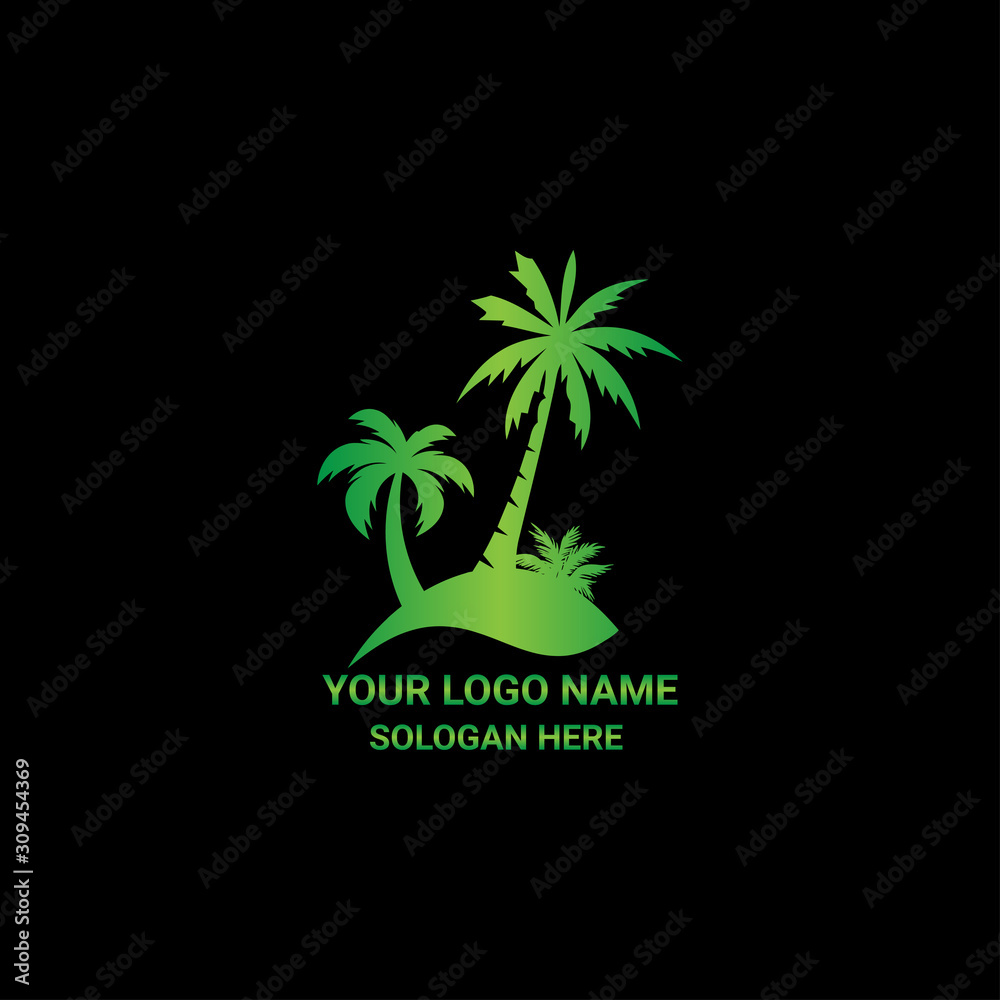 Obraz premium green palm tree, tree logo design