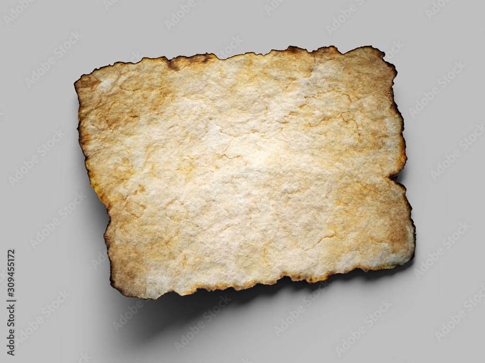 Aged brown paper with burned edges. 3d illustration Aged brown paper with burned edges. 3d illustration