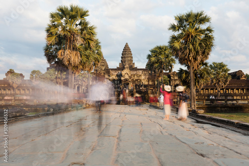 Tourists visiting Angkor Wat photo
