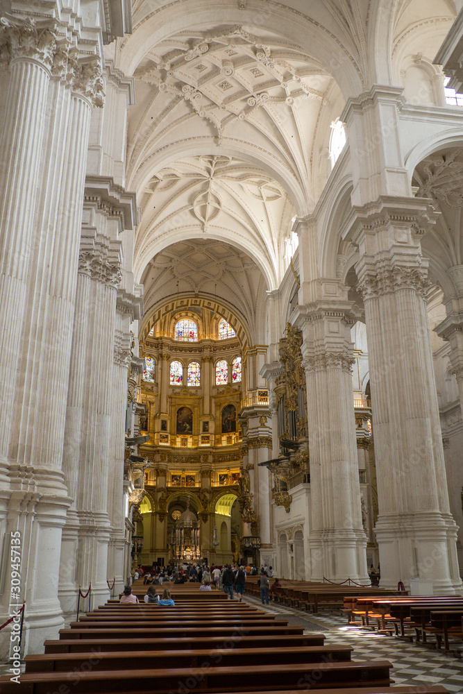 Obraz premium Interior of the Cathedral. In the Royal chapel of Granada Cathedtal there is a tomb of The Catholic Kings Isabella and Ferdinand.