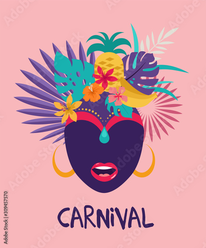 Fotografia Brazilian Carnival, music festival, masquerade flyer template