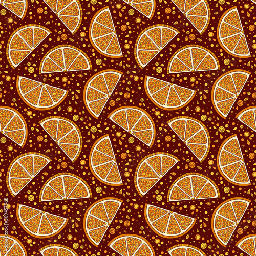 Oranges on a dark background seamless pattern