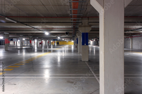 Empty commercial parking lot. Underground.