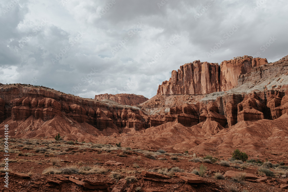 Sandstone and red rock formations at Capitol Reef National Park