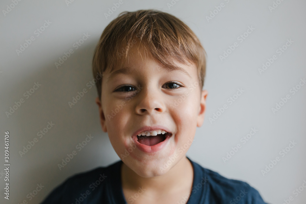 Kid on plain white background Kid on plain white background