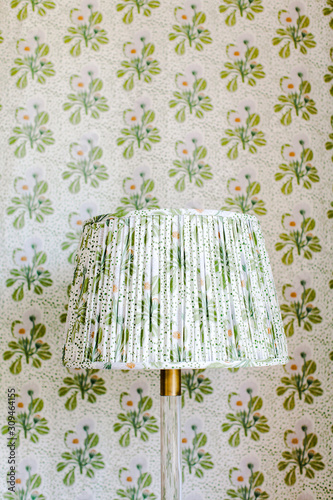 Matching floral lamp shade and wallpaper
