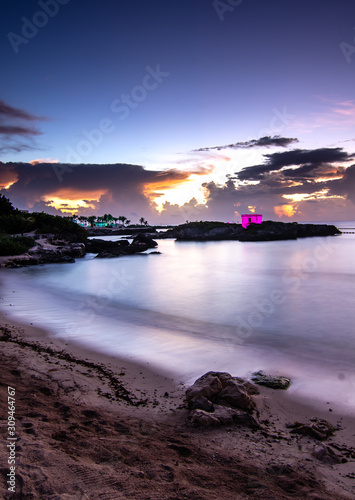 sunrise in caribbean beach of Mexico