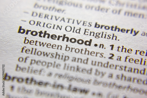 Word or phrase Brotherhood in a dictionary. photo