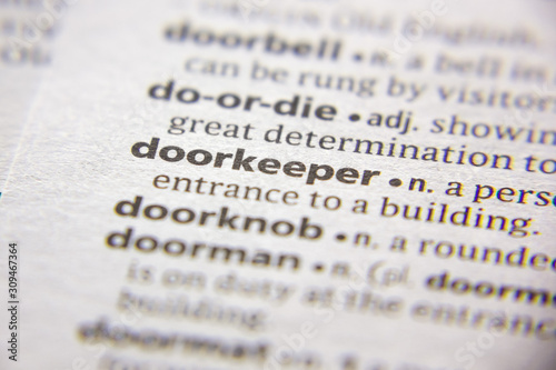 Word or phrase Doorkeeper in a dictionary.