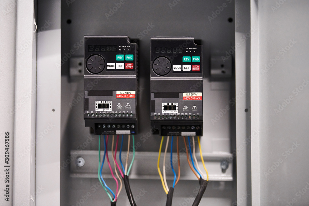 Ventilation control switch in office. Automatically operated electrical