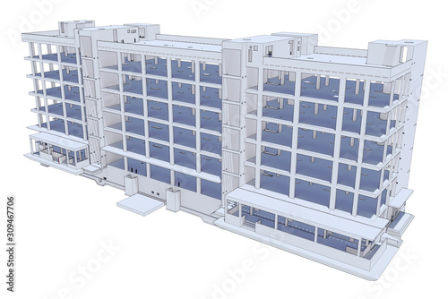 Fototapeta Naklejka Na Ścianę i Meble -  The model of monolithic frame of the building