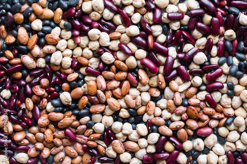 Assortment of dried beans and legumes photo