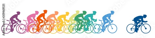 bicycle riders colorful silhouettes. vector illustration