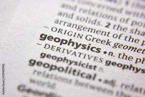 фотографія Word or phrase Geophysics in a dictionary.