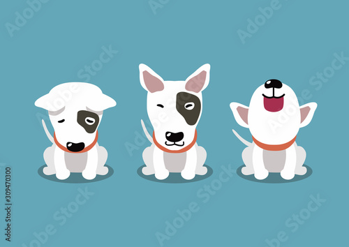 Cartoon character bull terrier dog poses for design.