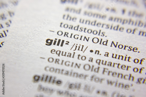 Word or phrase Gill in a dictionary.