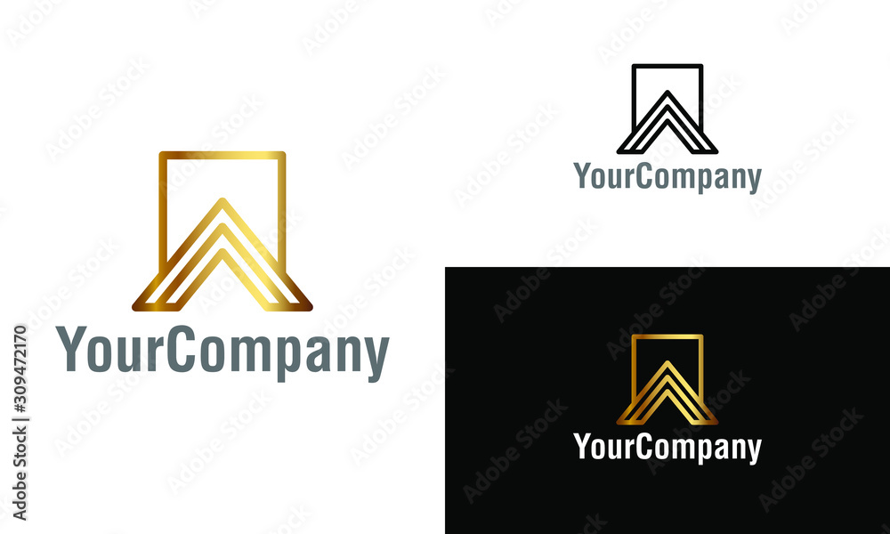 Triple linear letter A logo icon design template elements. Simple ...