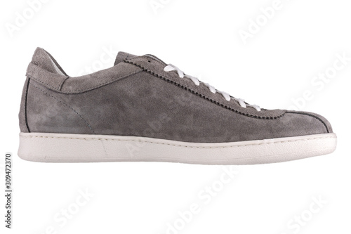 Bild auf Leinwand italian leather shoes, boots , moccasin, sport shoes,sole,  on a perfect white b