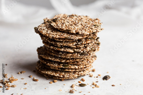 Healthy snack of seed crackers