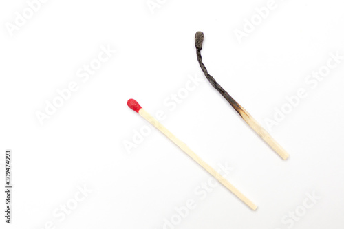 Match isolated on a white background, concept idea comparison