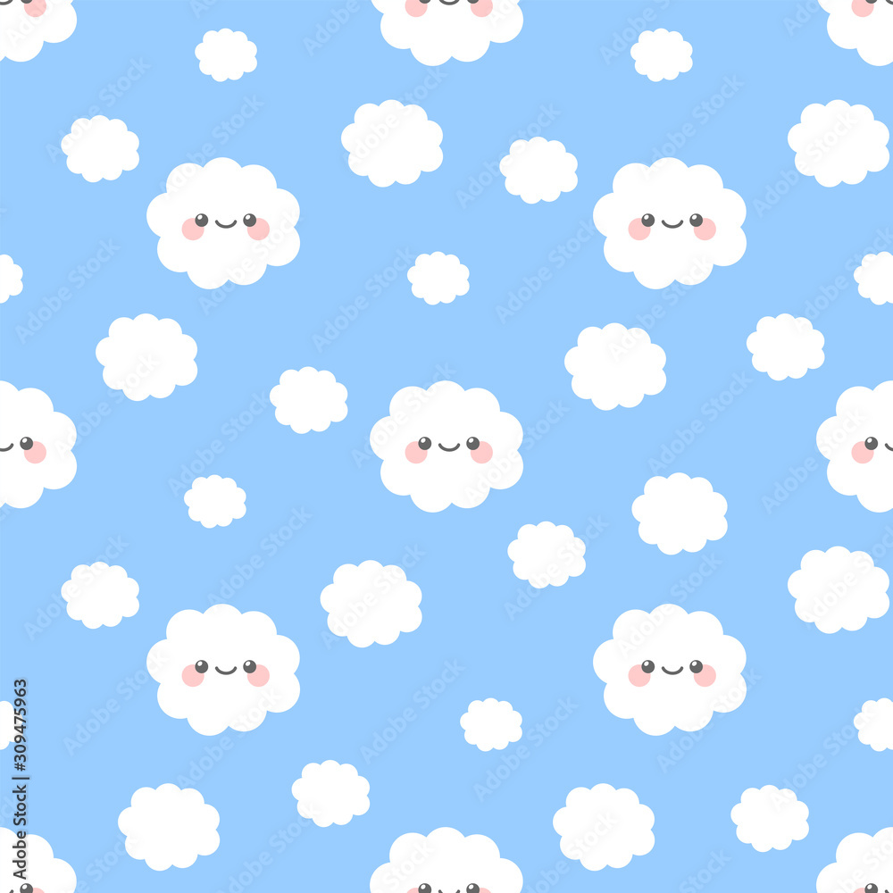 Cute pattern with clouds