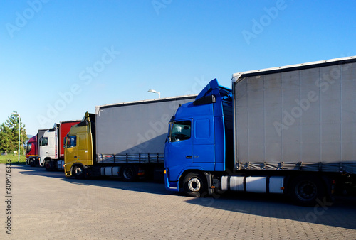  Trucks in a parking place, Romania, Europe