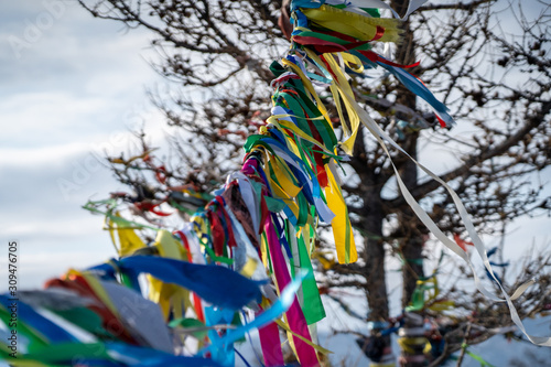 ritual buddhist colored ribbons