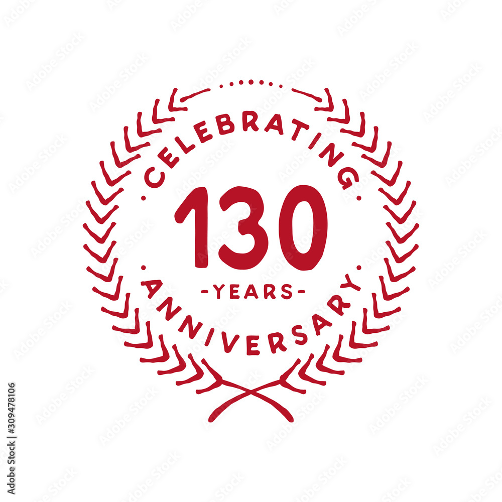 130 years design template. 130th logo. Vector and illustration. 130 years design template. 130th logo. Vector and illustration.