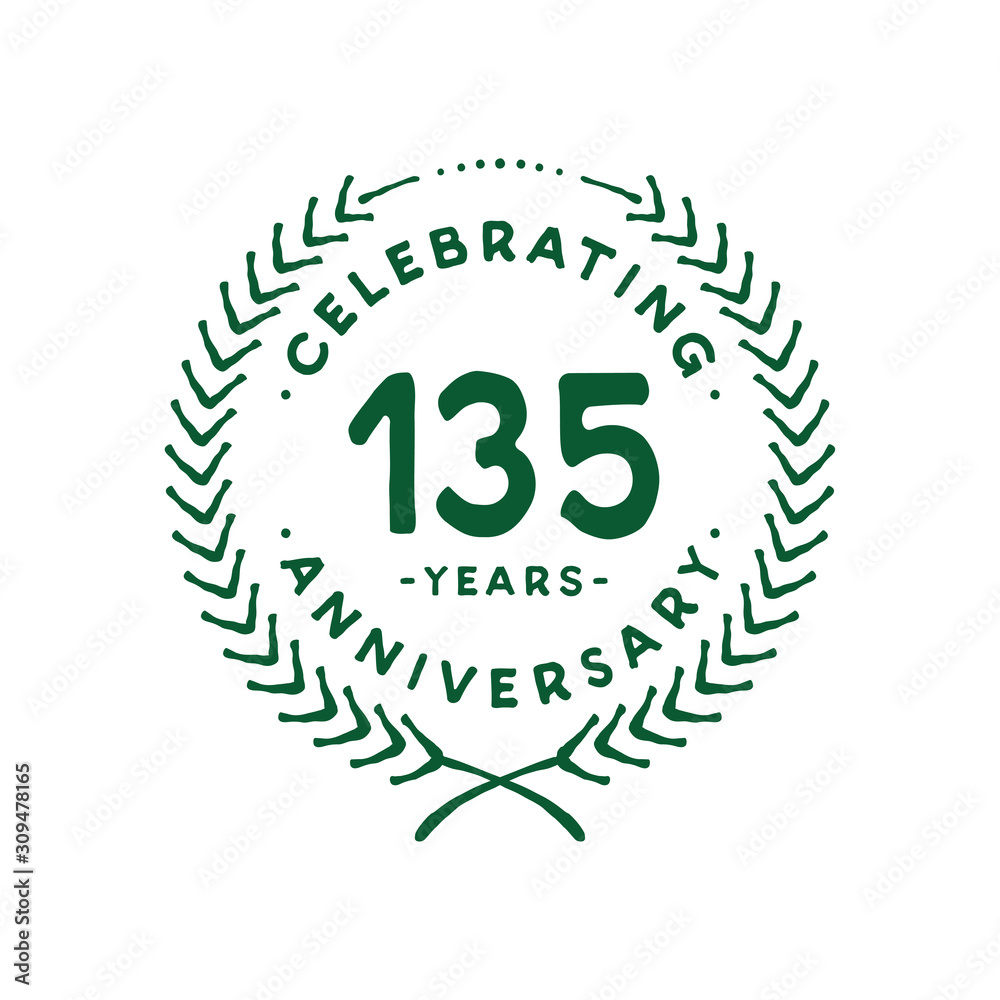 135 years design template. 135th logo. Vector and illustration. 135 years design template. 135th logo. Vector and illustration.