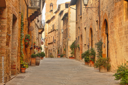 Beautiful Italian street of  small old provincial town