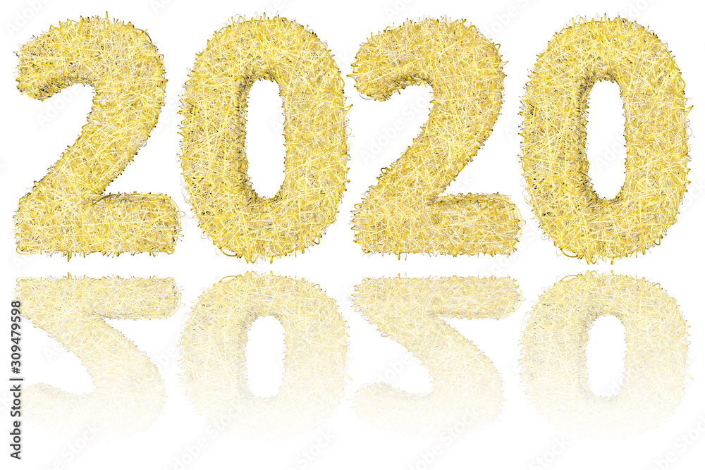 2020 digits composed of colorful stars on glossy white background 2020 digits composed of colorful stars on glossy white background