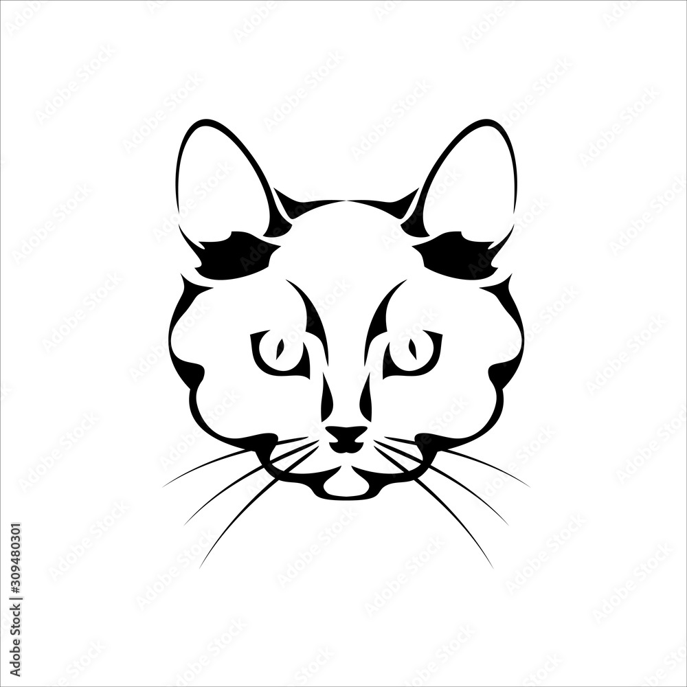  cat face design on white background.Element In Trendy Style.