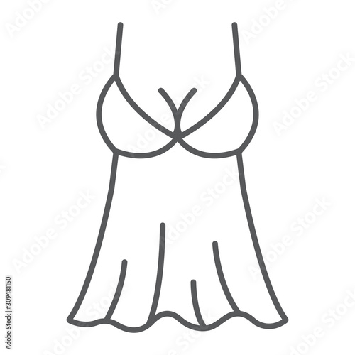Sexy Lingerie thin line icon, valentine and holiday, babydoll sign, vector graphics, a linear pattern on a white background, eps 10. photo