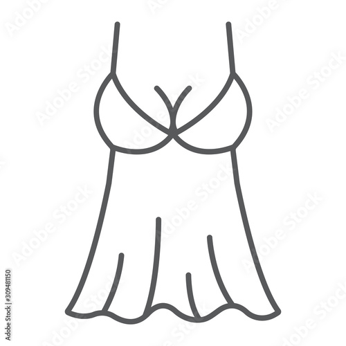 Sexy Lingerie thin line icon, valentine and holiday, babydoll sign, vector graphics, a linear pattern on a white background, eps 10.