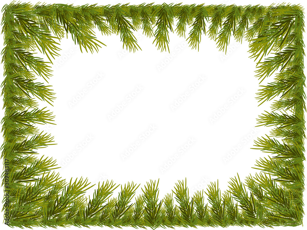 Vector Illustration Art of A Postcard with Pine Tree Leaves Frame ...