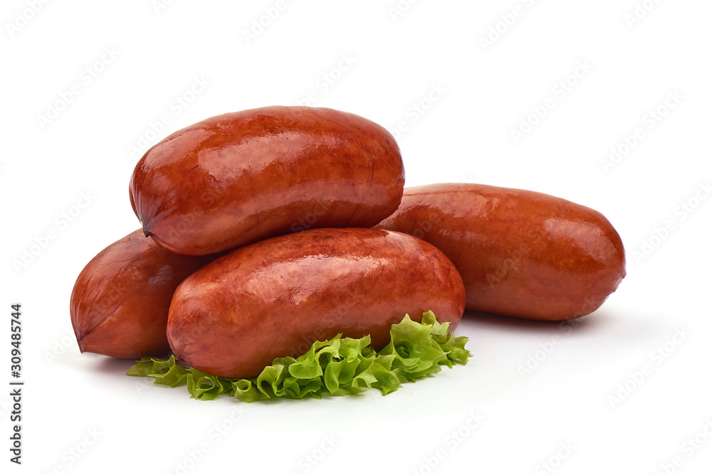 Beer sausages for grill, isolated on white background Beer sausages for grill, isolated on white background
