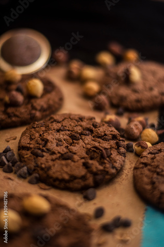 Dark chocolat chips cookie for breakfast and coffee break