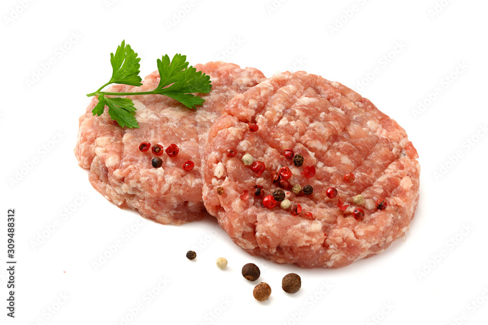 Mince. Ground meat with spices isolated on white background Mince. Ground meat with spices isolated on white background