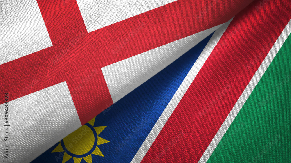 England and Namibia two flags textile cloth, fabric texture England and Namibia two flags textile cloth, fabric texture