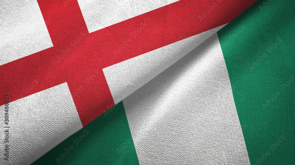 England and Nigeria two flags textile cloth, fabric texture England and Nigeria two flags textile cloth, fabric texture