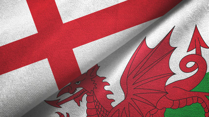 England and Wales two flags textile cloth, fabric texture