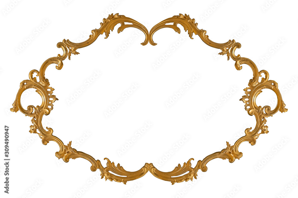 Golden frame for paintings, mirrors or photo isolated on white background Golden frame for paintings, mirrors or photo isolated on white background